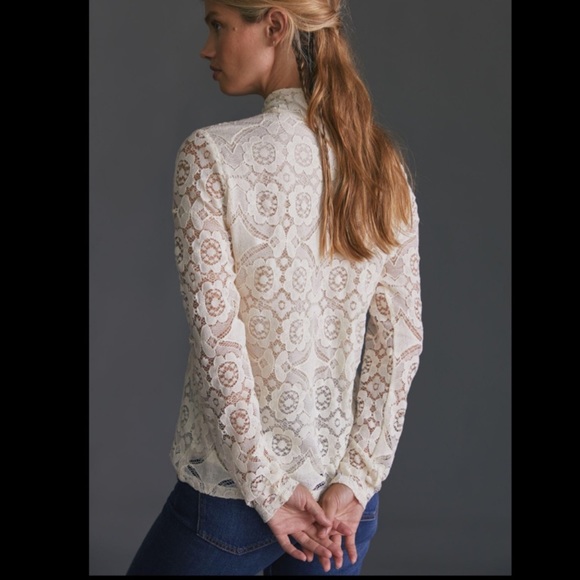 Anthropologie NWT Maeve Lace Mock Neck Top Size S. - Picture 4 of 13